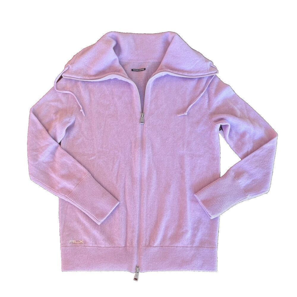 NWOT RLX Ralph Lauren Golf Washable Cashmere Full Zip Turtleneck Lilac Sz medium
